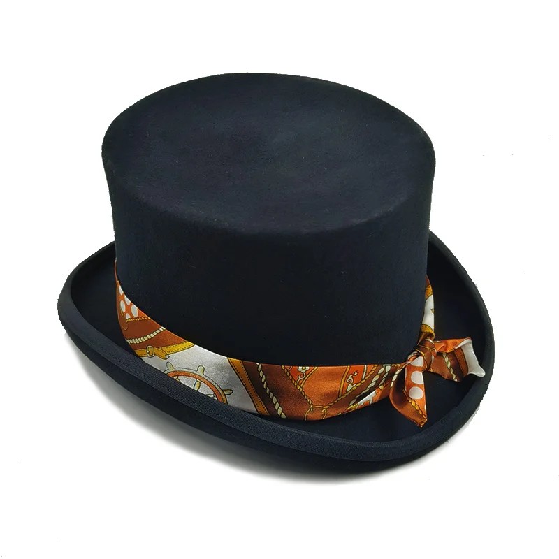 2024 Pink and Purple High Top hat Magician high hat British black jazz top hats male and female court gentleman flat felt hat