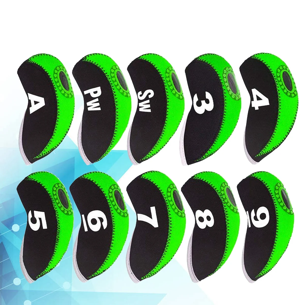 

10 pcs Iron Head Covers Golf Club Covers Neoprene Water Resistant Putter Head Protectors Fit All Sizes Numbers Included Black