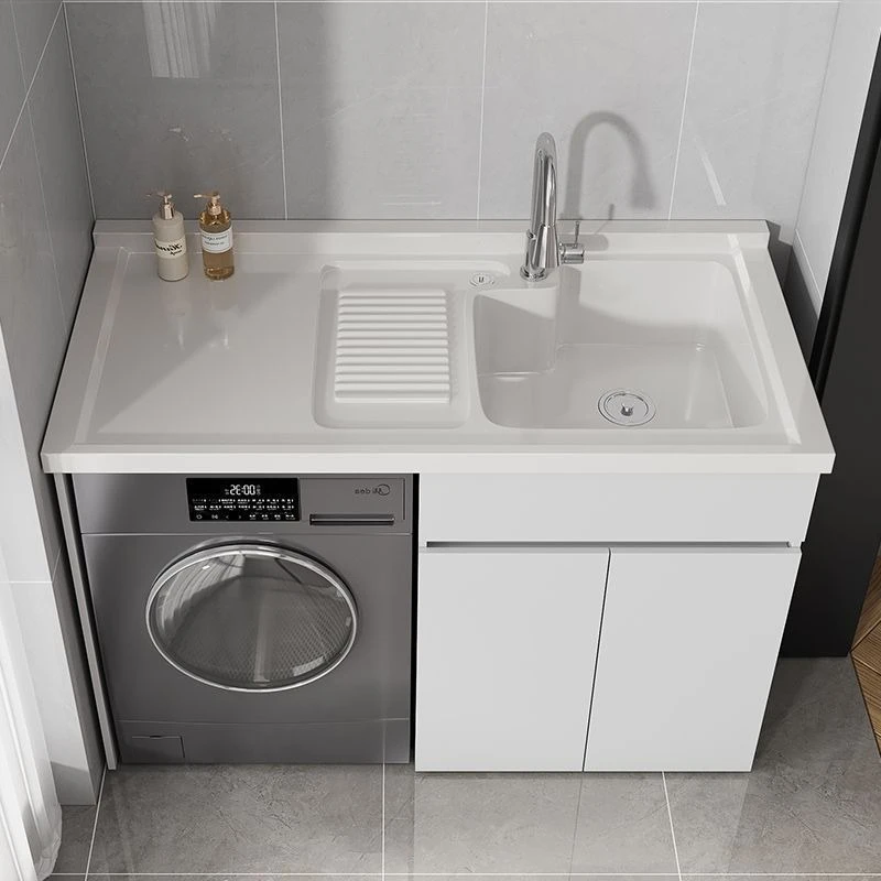 c13-Nordic Creative Balcony Laundry Cabinet Laundry Tub with Washboard Washing Machine Cabinet Bathroom Cabinet Arredo Bagno