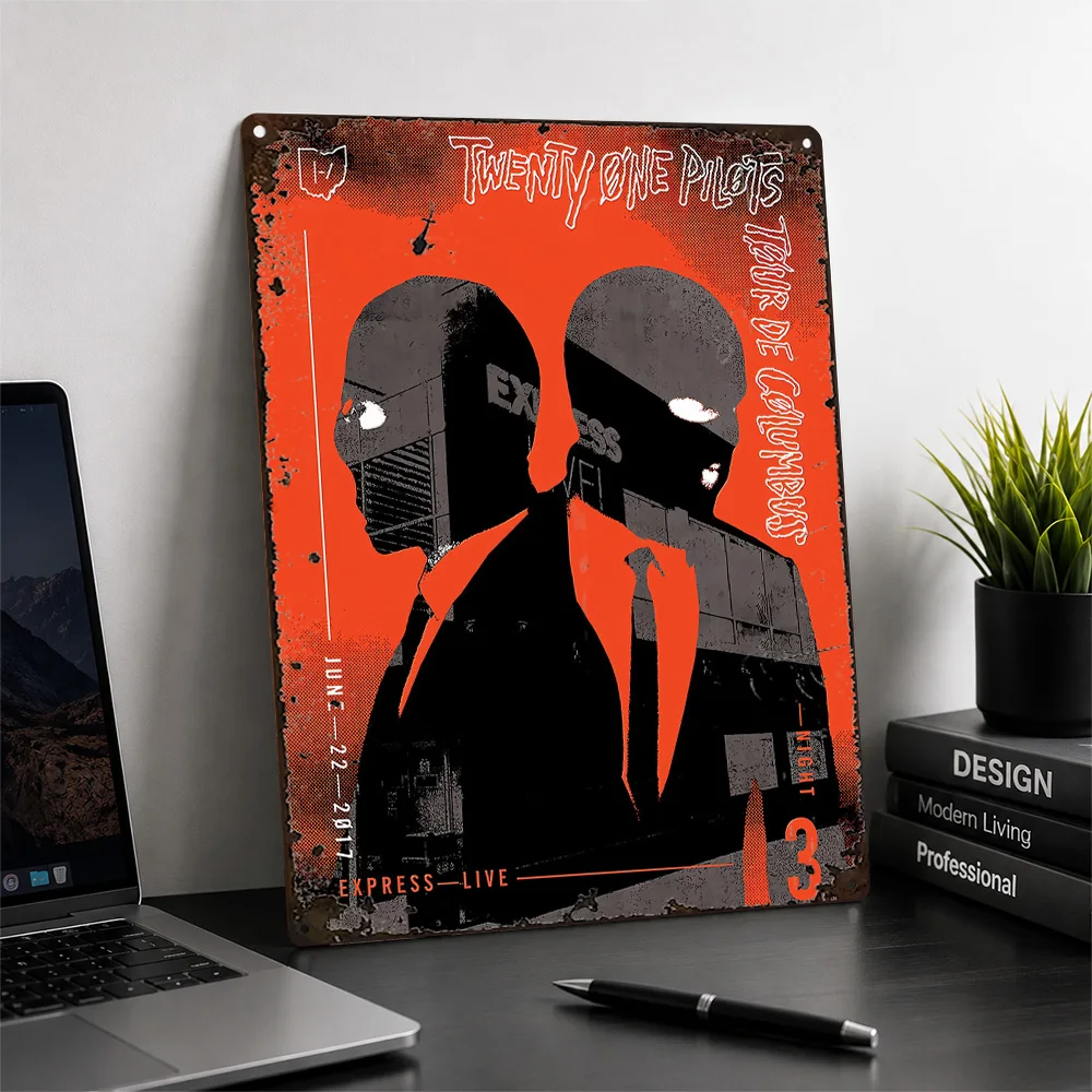 Twenty One Pilots Tour Silhouettes Printed Poster Graphic Wall Art For Bedroom Personalized Aluminum Metal Sign Music Fan Gift