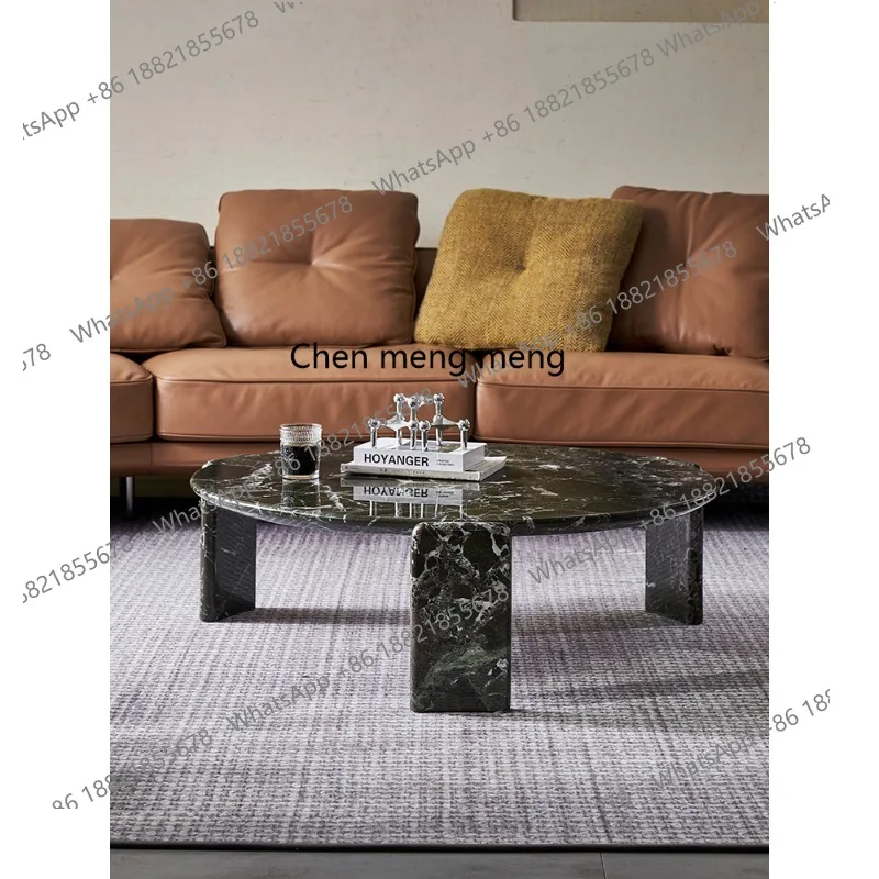 

Italian minimalist Green green natural marble light luxury high-end designer round coffee table
