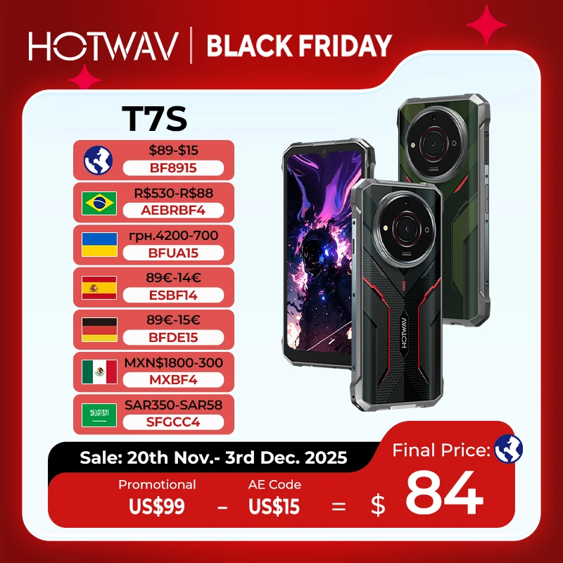 [World Premiere] HOTWAV T7S Ultra Thin Rugged Smartphone 6.52'' HD+ 4GB RAM 128GB ROM MobilePhone 6280mAh Battery 21MP Cellphone