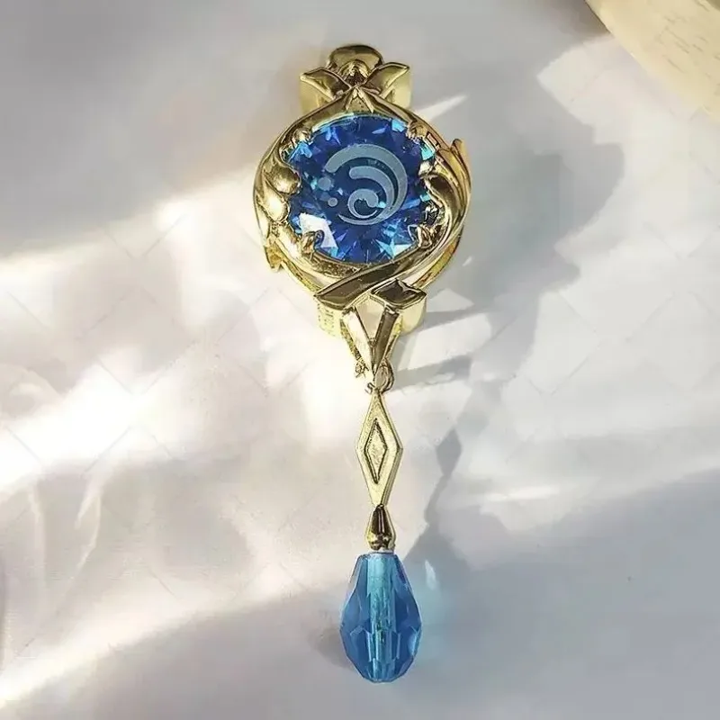 Genshin Impact Furina Vision Enamel Brooch Fontaine Water Element Lapel Pin Anime Cosplay Accessory Collectible Jewelry Gift