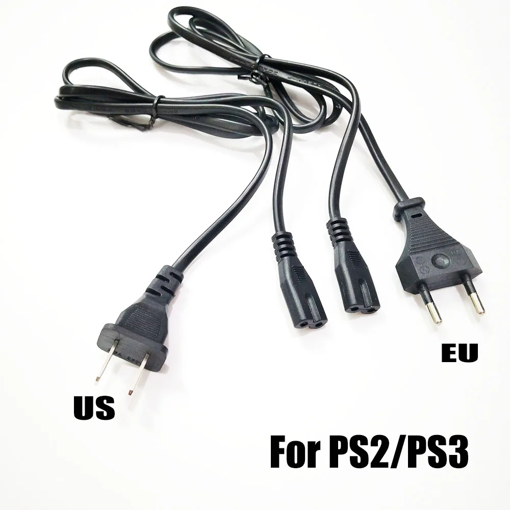 1M EU US AC Power Cable 2pin IEC C7 Extension Cord For PSP PSV PS2 PS3 Portable Radio Laptop CD Player - Power Supply Cord