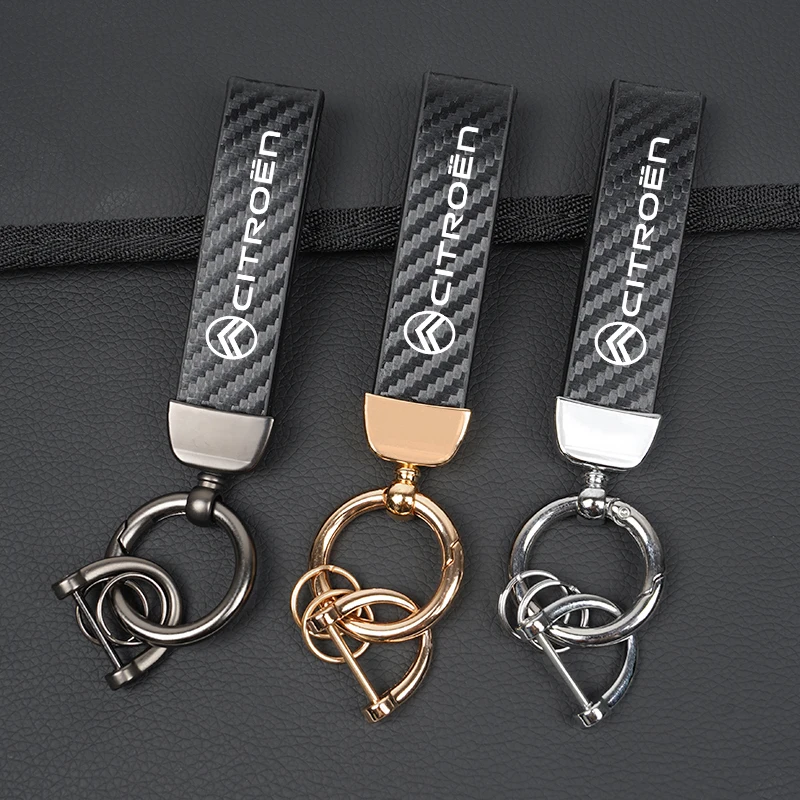 Car Emblem Carbon Fiber Keychain Key Ring For Citroen C1 C2 C3 Vts C4 Saxo C4L C5 C6 C8 Xsara Picasso Berlingo Cactus Aircross