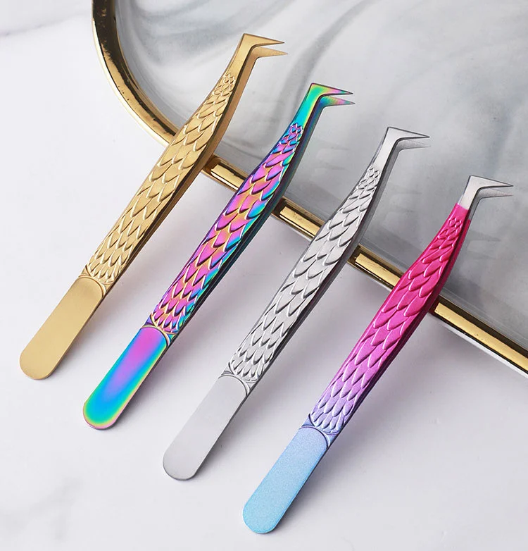 4PCS Falsche Wimpern Pinzette Set Für Wimpern Extensions Liefert Edelstahl Augenbraue Clip Zange Professionelle Nail art Make-Up-Tools – Detail 6