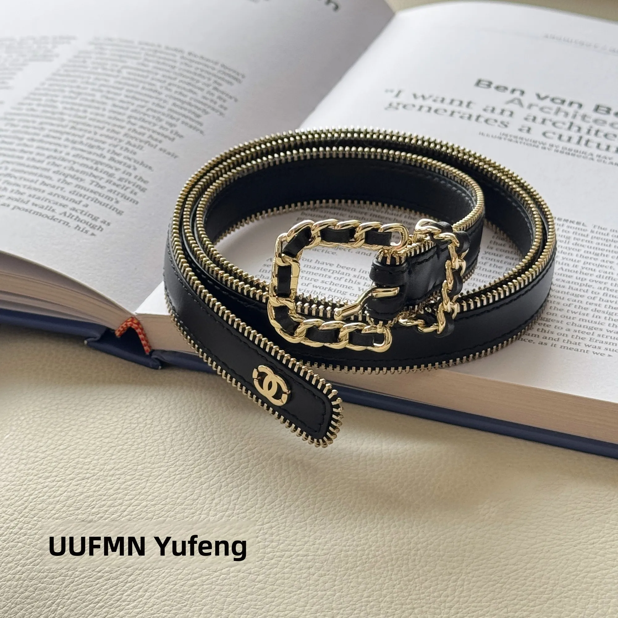 Handmade Leather Belt Fashionable Casual Decorative Chain Belt Versatile Women's Buckle Copper Clasp 2cm Width UUFMN
