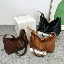 Bolsos de hombro informales para mujer, bolsos de compras de moda, Color sólido, Retro, grande, diseñador de lujo, bolsos con cremallera para mujer