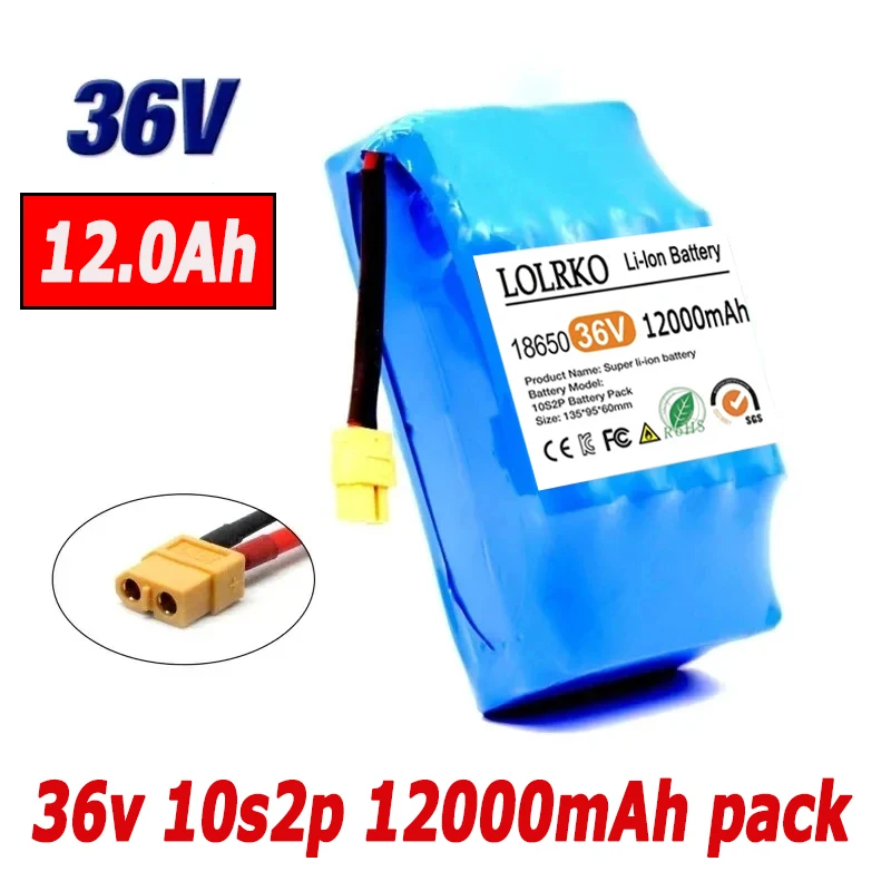 Genuine 36V 12Ah 10s2p Battery Packs Rechargeable Lithium Ion Battery for Electric Self Balancing Scooter HoverBoard Unicycle