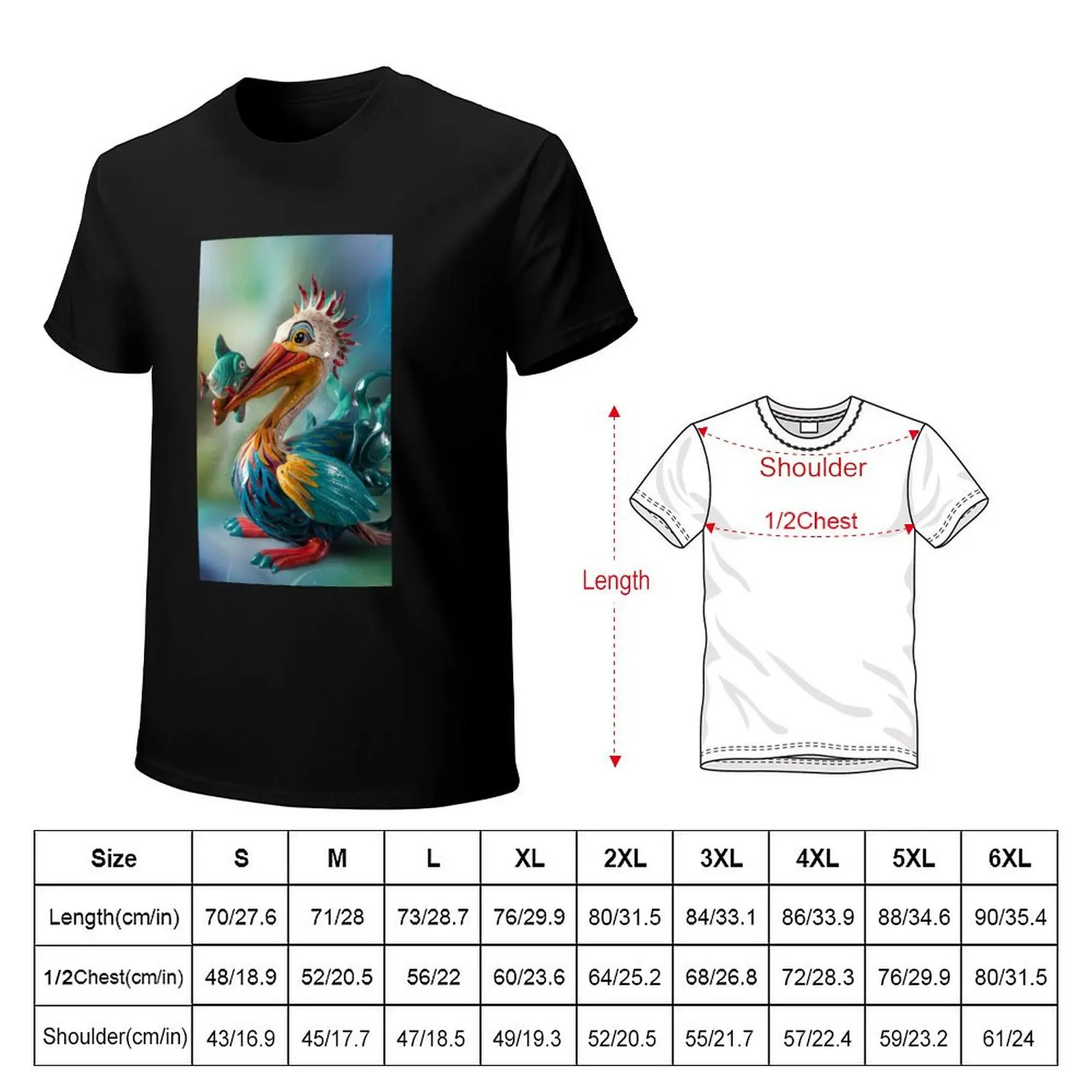 Pelican with Fish in Alebrijes Style T-Shirt Quick Dry Light Sports T-Shirt