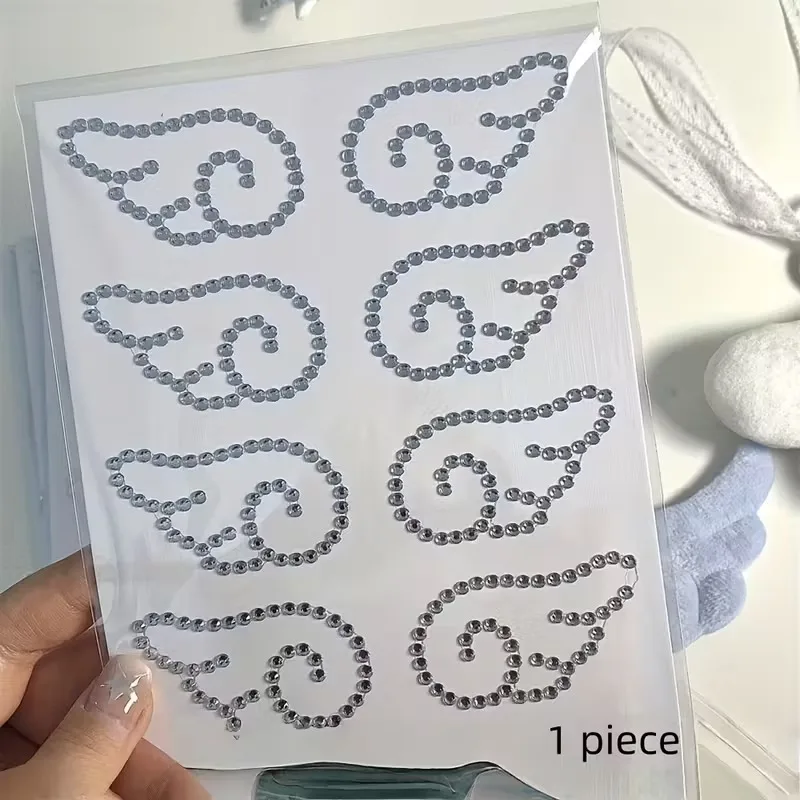 Angel Wings 3D Acrylic Crystal Stickers Self Adhesive Rhinestone Decorations for DIY Crafts Fish Cakes Sparkly Jewel Gifts