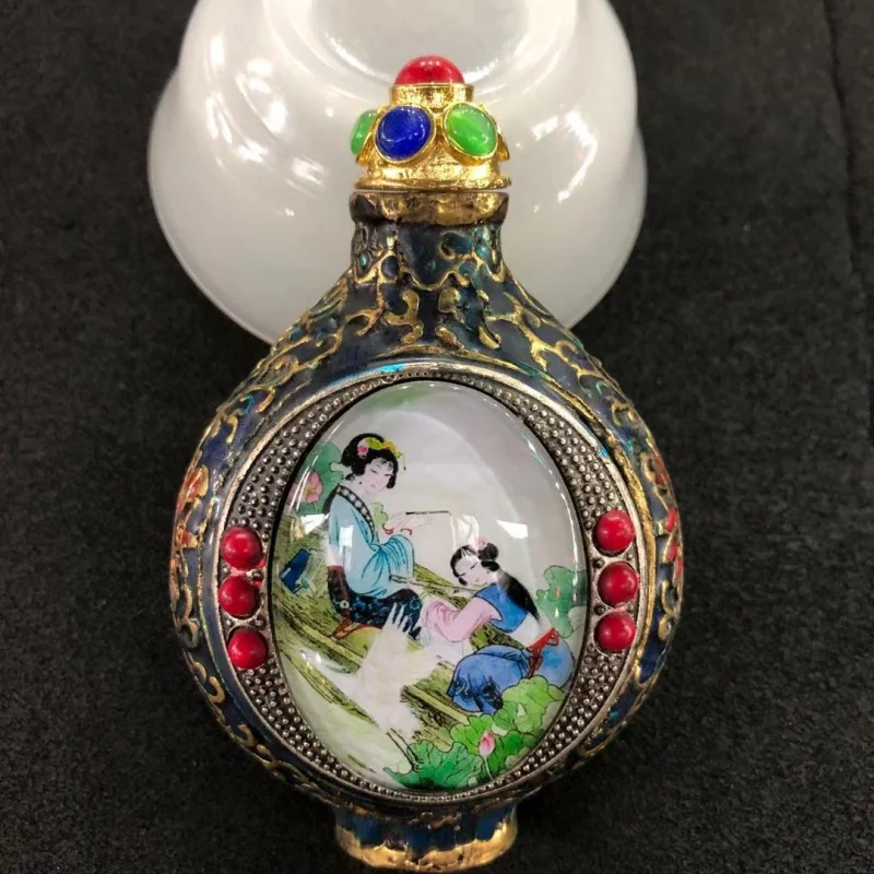 Antique Ethnic Crafts Snuff Bottle Copper Tibetan Style Vintage Imitation Old Item