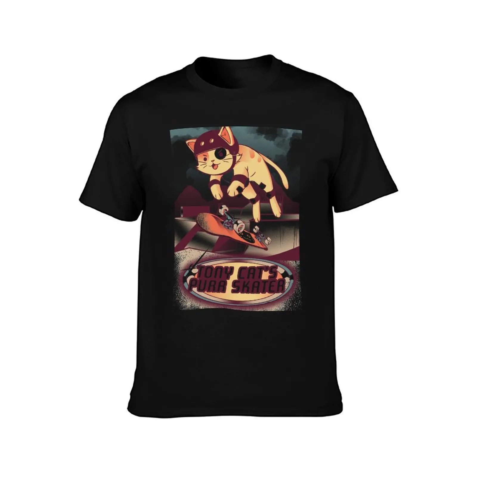 Tony Cat's Purr Skater T-Shirt korean fashion customizeds anime figures plain t shirts men