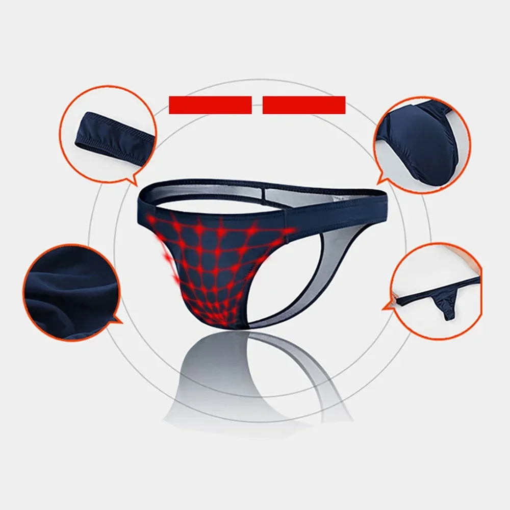 Men\'s Sexy Solid Color Underwear Comfortable Breathable Convex Bodycon Triangle Briefs Male Ultra-Thin T-Tack G String Thongs