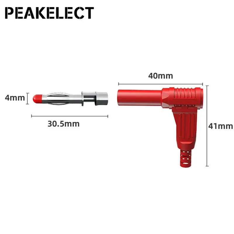 Imagem -05 - Peakelect P3014 10 Pcs Ângulo Direito mm Banana Plug 90 Graus Conectores Isolados tipo de Solda Faça Você Mesmo Adaptador Multímetro Parte