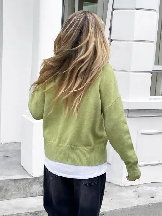 

Women's Fashion Sweater 2025 Autumn/winter Y2K Hot Girl High End Versatile Woolen Sweater Long Sleeved T-Shirt Women's Wear