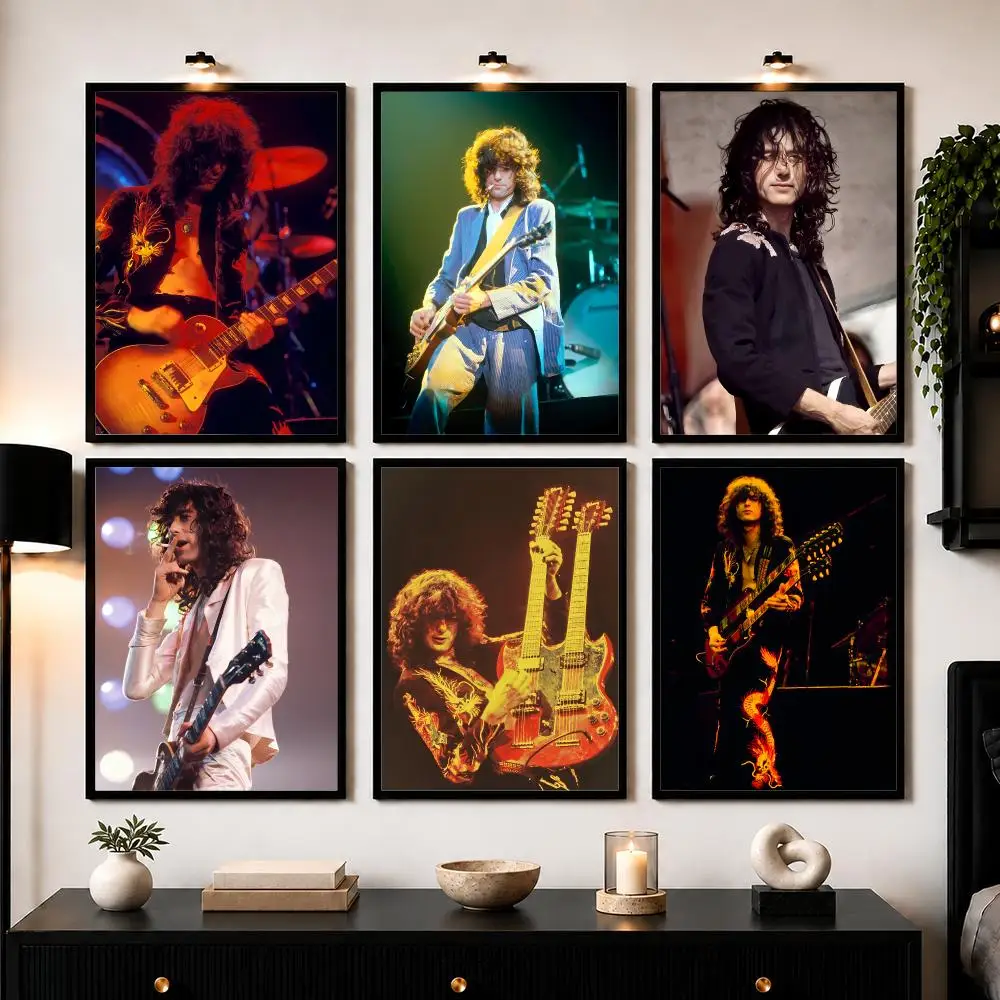 Musician J-Jimmy Page Poster Modern Wall Art Sticker For Living Room Bedroom Bar Home Decor Mural Painting Decoration