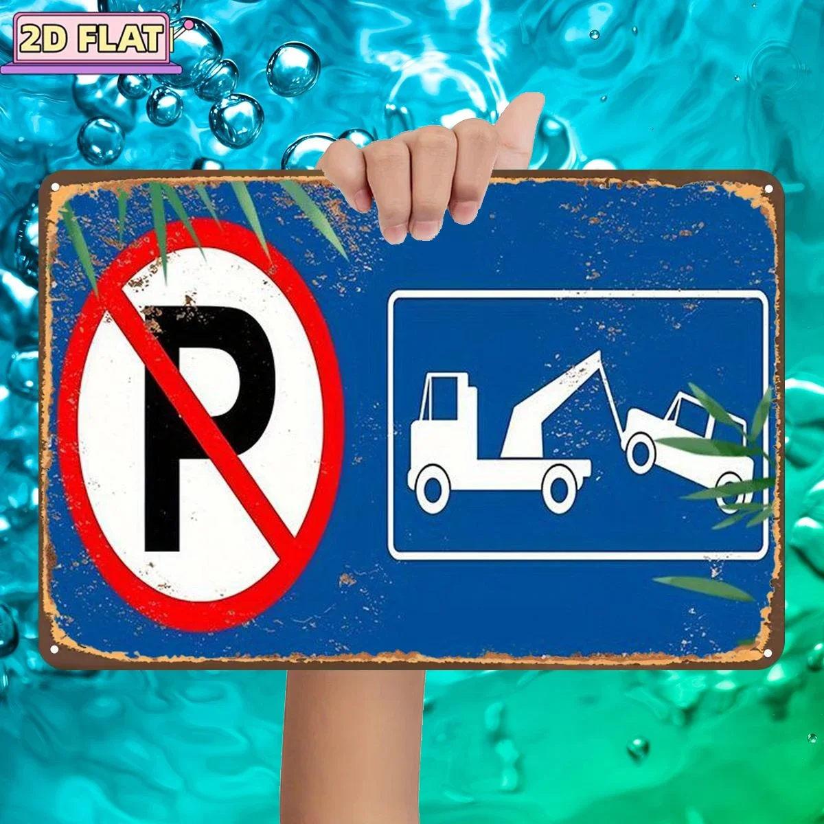 2D Flat, 2D Flat 1pc,No Parking - Towing Zone,metal Lron Sign,size(8