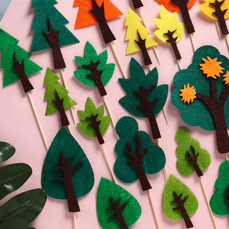 10 مجموعات من علامات تزيين كعكة عيد الميلاد على شكل شجرة خضراء على شكل غابة خضراء، مكون إضافي لطاولة الحلوى غير الصالحة للأكل