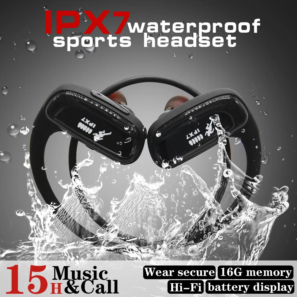 

Cyboris Swimming Earphone Waterproof 16GB Mp3 Player Bluetooth Headset 12 Hrs Play time Running IPX7 Hifi Bass Wireless Earbud