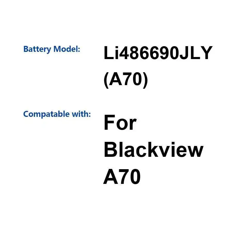 

5380Mah Good Low-Temperature Performance Fast Charging Mobile Phone Battery For Blackview A70 Li486690jly