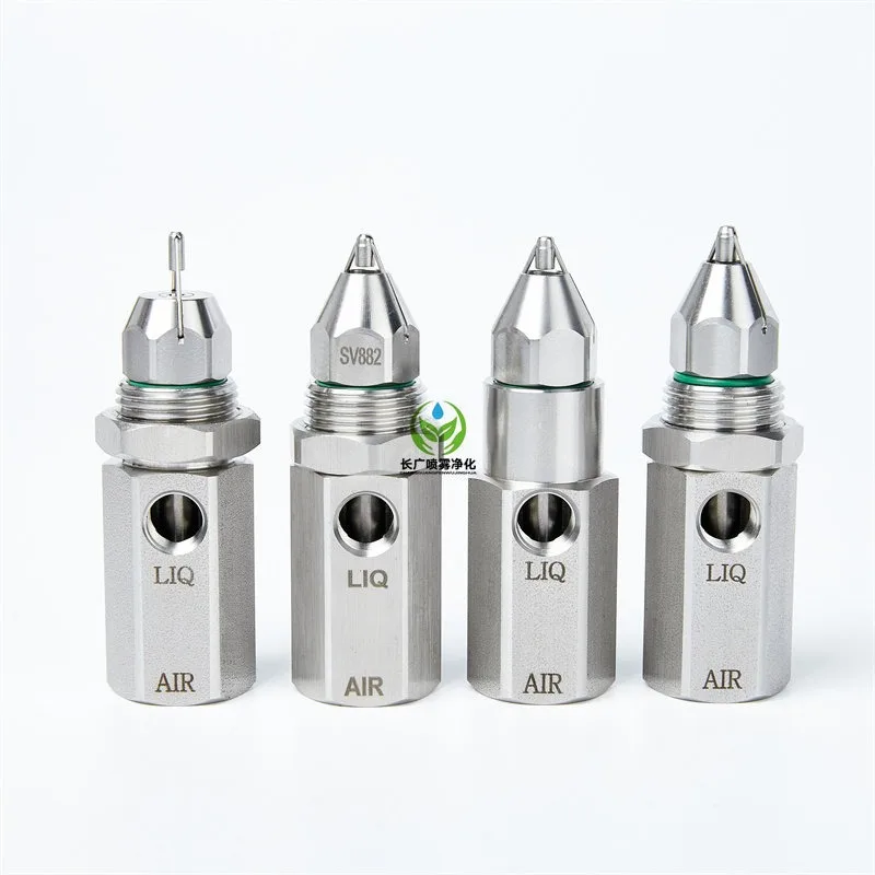 Dry mist dust removal and suppression ultrasonic air atomization nozzle, air-water dust reduction stainless steel nozzle tip