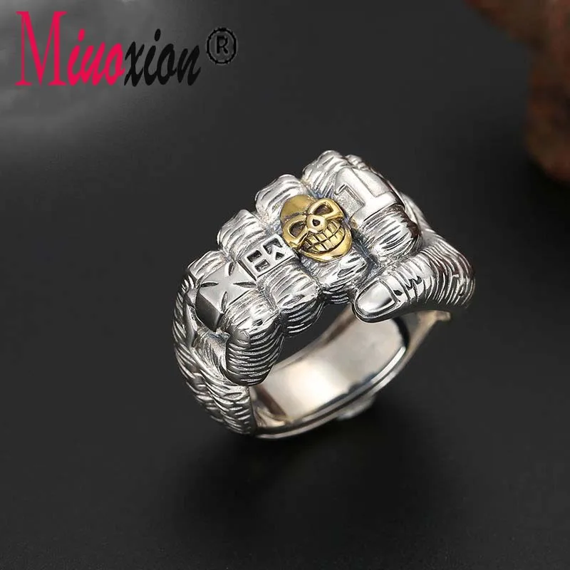 Miuoxion Retro 925 Stamp Fist Skull Champion Ring Fashion Personality Student Jewelry For Women Feature Charm Girl Party Gift