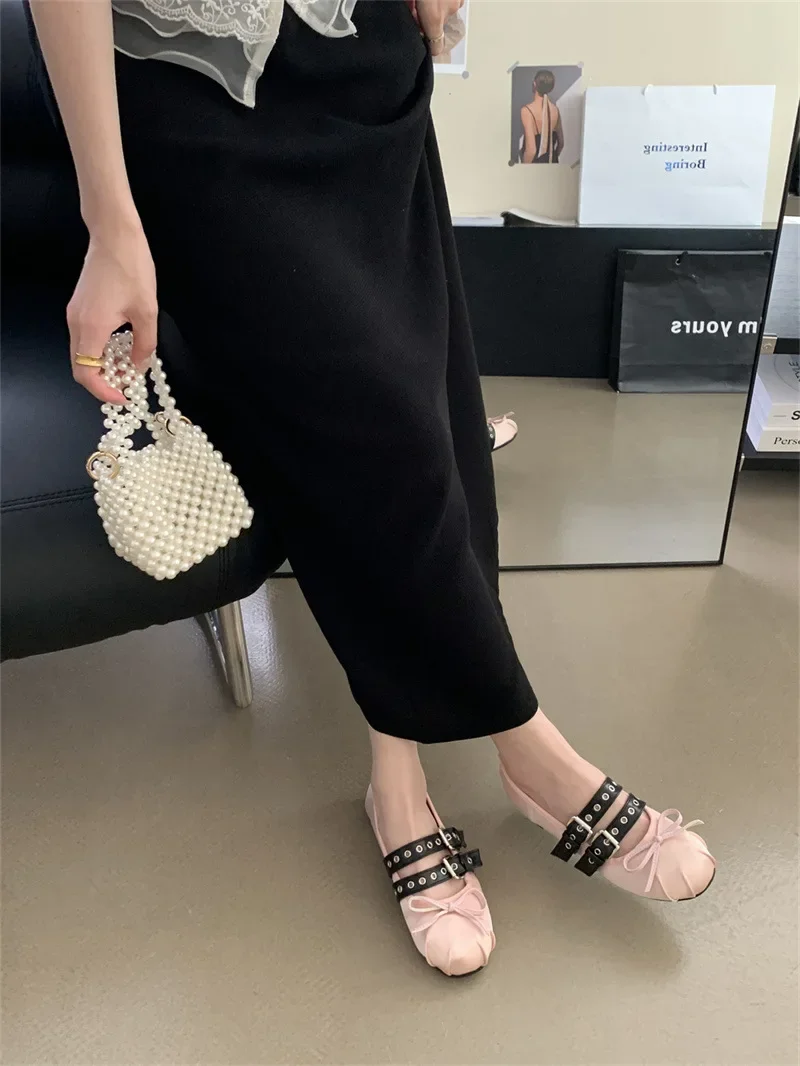 أنيقة الوردي تنوعا المرأة مساء أحذية 2025 جديد وصول أحذية مسطحة القاع القوس رئيس الباليه الشقق حذا فردي للسيدات مصمم #3