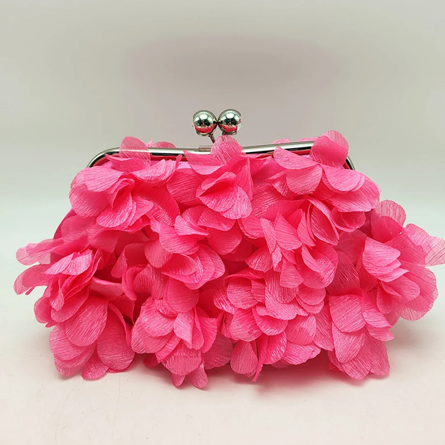 Fashion Petal Evening Bag Women Dinner Party Day Clutch Purse Hand-woven Chains Shoulder Bag Flower Shell Clip Handbag Wedding