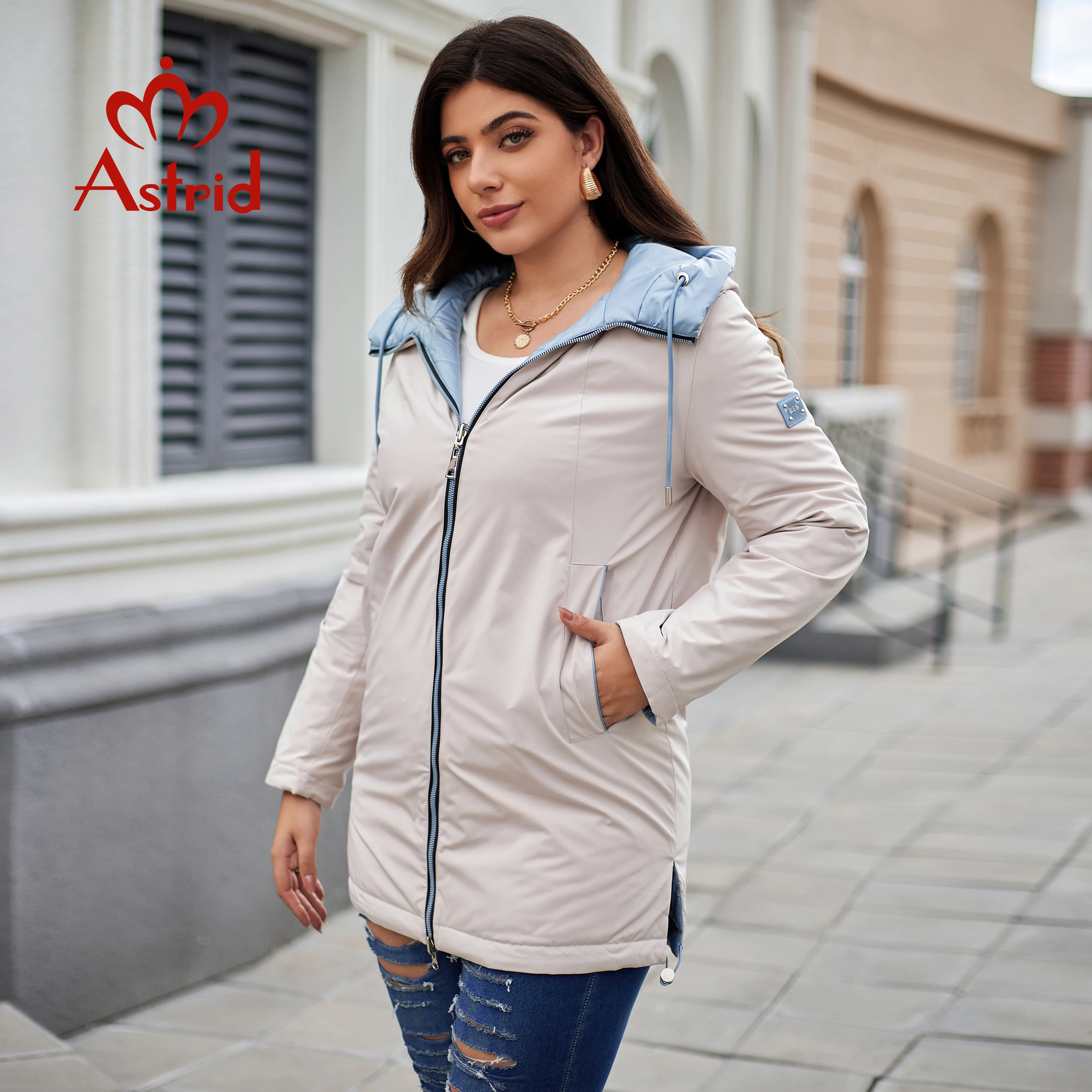 Astrid Women\'s Autumn Winter Parka Plus Size Woman Clothing Long Padding Warm Hood Female Reversible Jacket Quilted Coats 10572