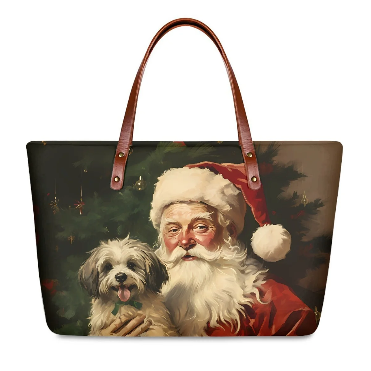 Noisydesigns Santa Claus Shih Tzu Dogs Print Women Top Handbag Shoulder Bags Purses Totes Luxury 2024 Bolsa Para Mujer Dropship