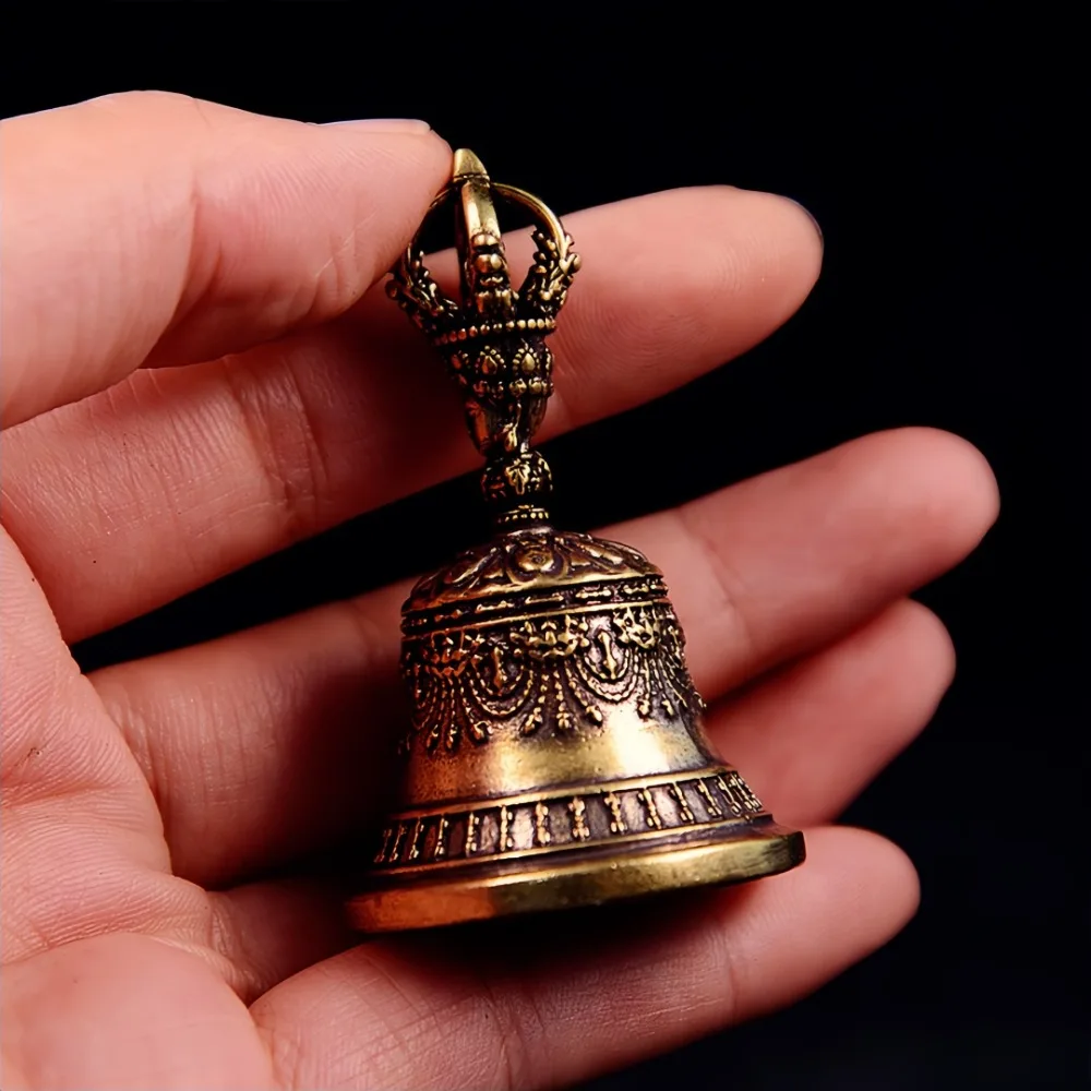 Cloche de noël en Bronze Antique, artisanat moulé sous pression, cloche en Bronze bouddhiste pour petit pendentif, artefact en cuivre, décoration suspendue