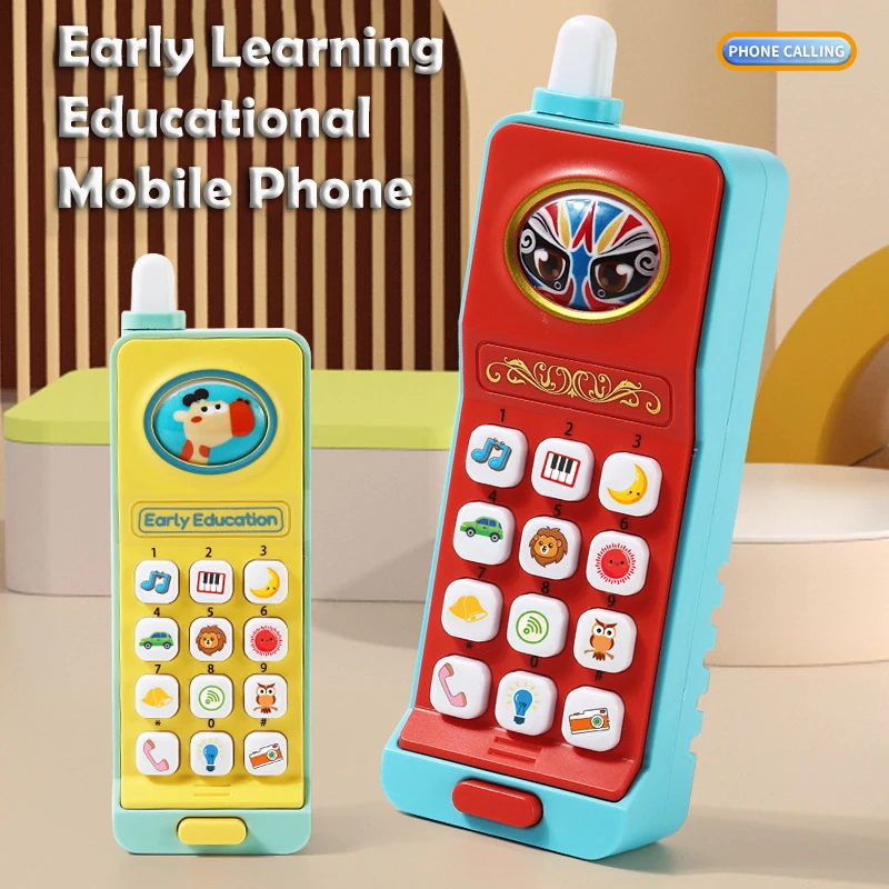 Téléphone portable d'apprentissage précoce pour enfants, jouets de téléphone portable de dessin animé, simulation de musique, cadeau d'anniversaire amusant pour enfants