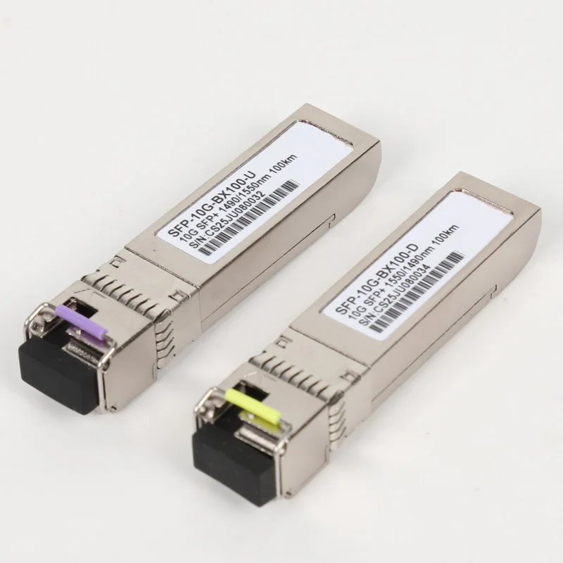 Single-fiber bidi 10GBASE BX-U 100km SFP+ optical transceiver module, LC port for Cisco Mikrotik switches.