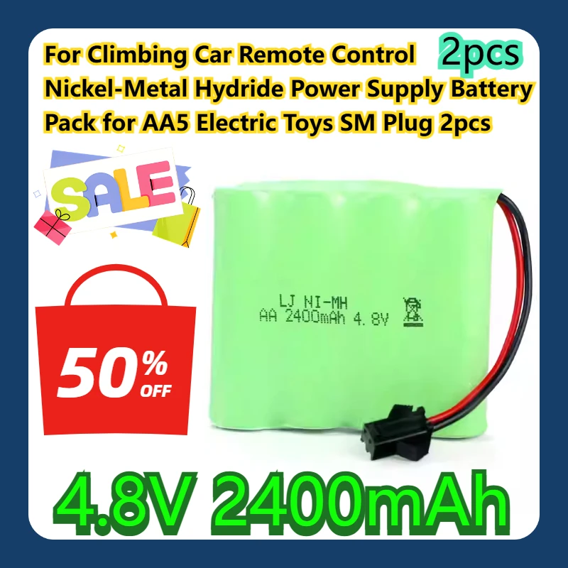 

For Climbing Car Remote Control Nickel-Metal Hydride Power Supply Battery Pack 4.8V 2400mAh for AA5 Electric Toys SM Plug 2pcs