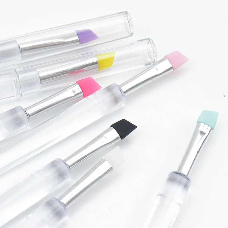 Brocha de maquillaje de silicona biselada para delineador de ojos, herramienta para delineador de ojos, brochas de maquillaje de silicona profesionales suaves para labios y cejas