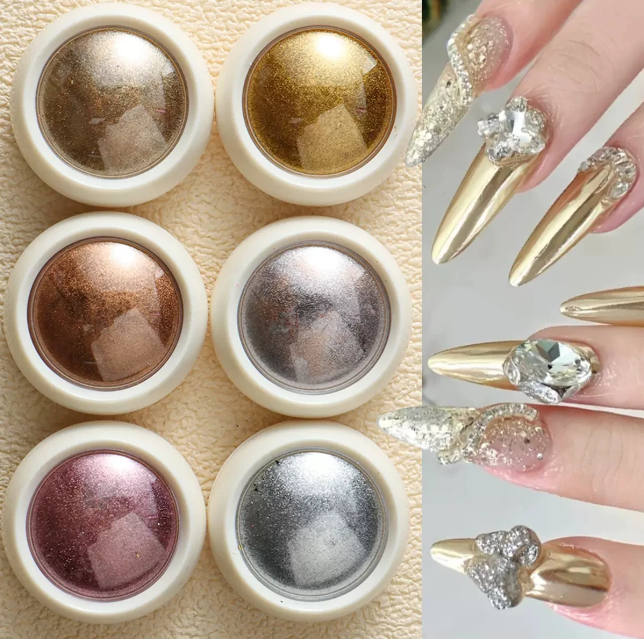 1ps/box Metallic Chrome Nail Powder Set Y2K Magic Mirror Gold Silver Decor Rubbing Glitter Pigment Flakes Manicure Accessories