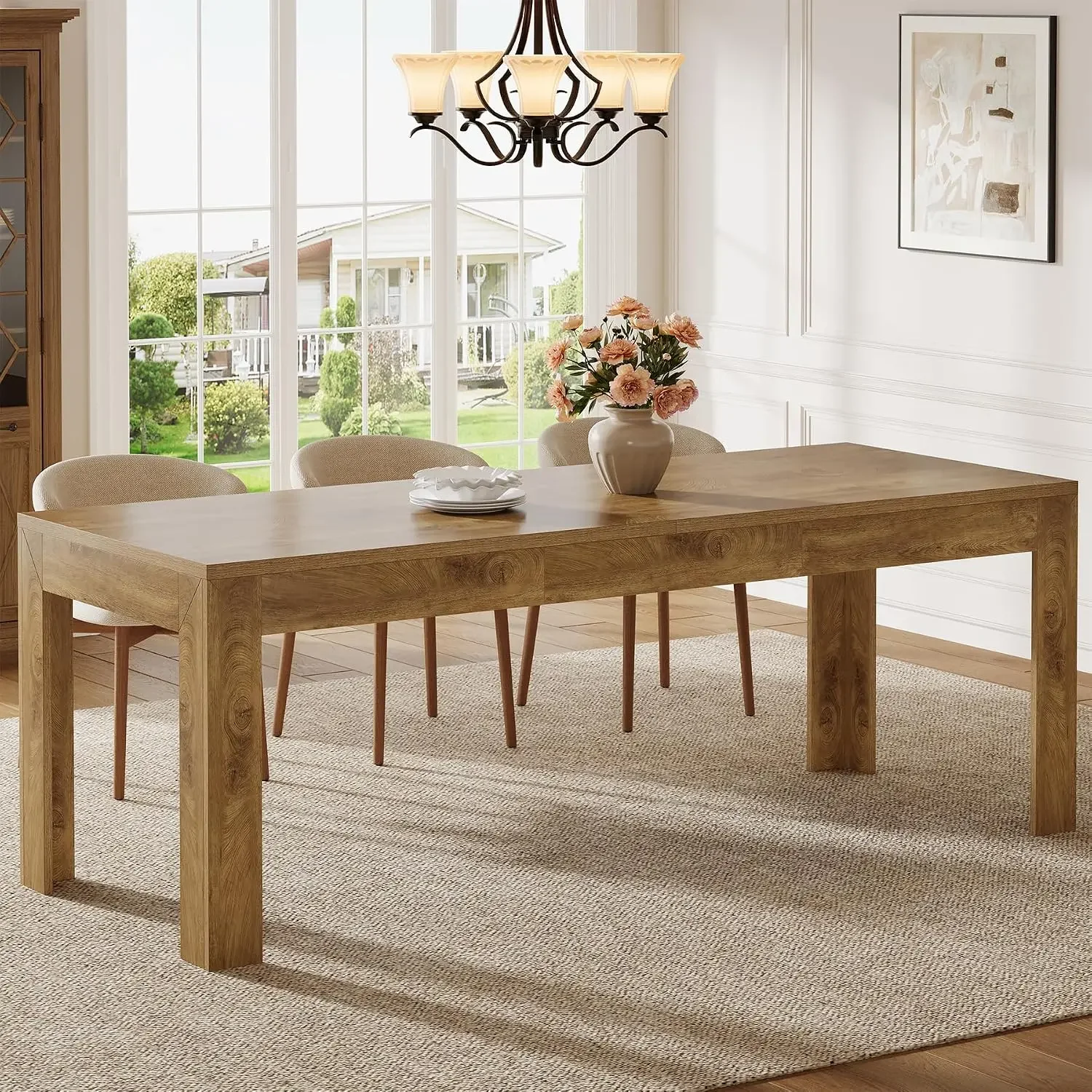 Dining Table for 6-8, 78.7-Inch Long Rectangle Kitchen Table, Modern Simple Kitchen Dining Room Furniture, Customized