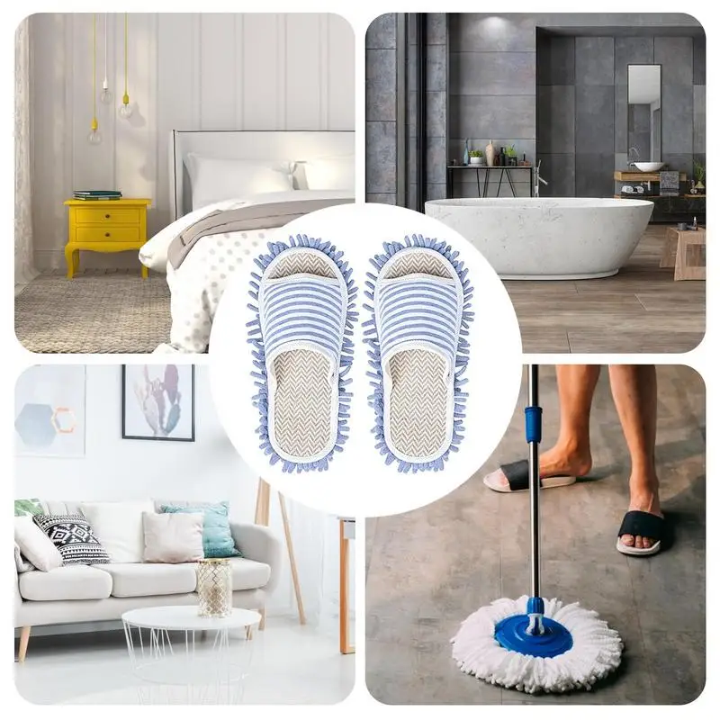 Labor-saving Washable Mop Slippers For Floor Cleaning Detachable Microfiber Slipper Dusting Mop Floor Dust Hair Mopping Slipper