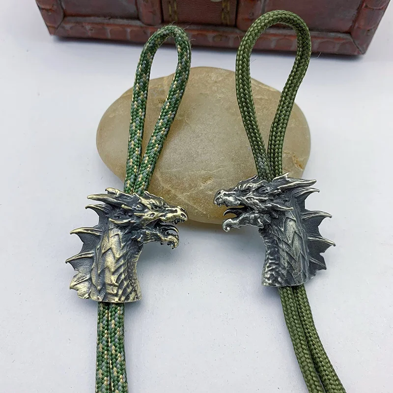 Beast Chinese Dragon Head Brass Knife Pendants Jewelry Umbrella Rope Paracord Beads EDC DIY Keychain Lanyard Hanging Accessories