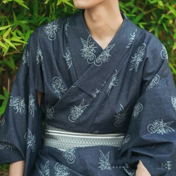남성용 일본 전통 사무라이 기모노, 유카타 목욕 로브, 헤쿠비 루즈 스타일 사우나 홈웨어 벨트, 긴 가운, 새로운 스타일 