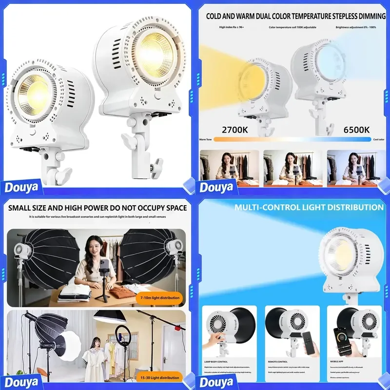 300W Mini Portable Studio LED Fill Light 2700-6500K CRI96 High-Power Photography & Film Shooting Light