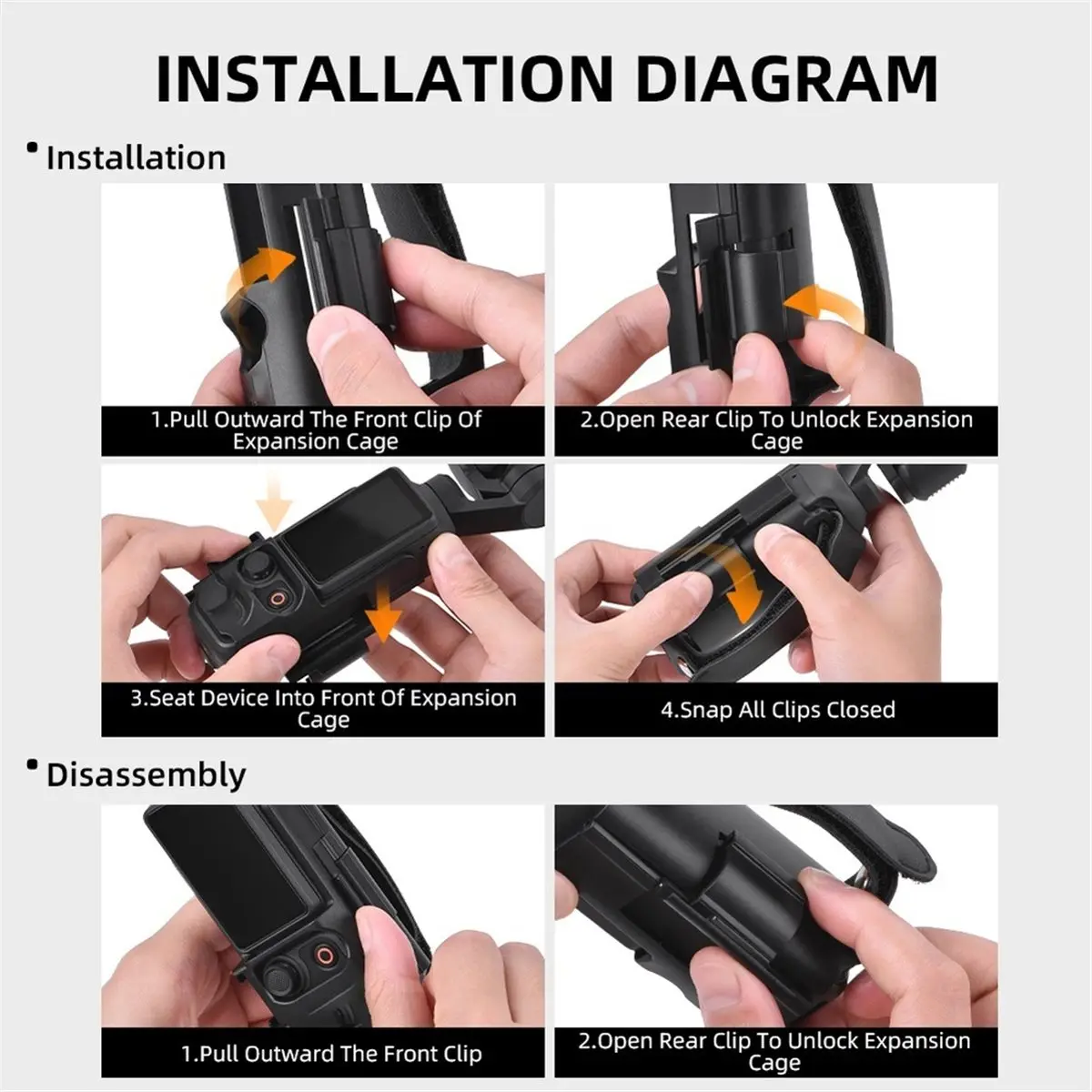 A50U Handheld Expansion Frame for Pocket 4P, Protective Case Stable Mount with Adjustable Hand Strap, 1 PC