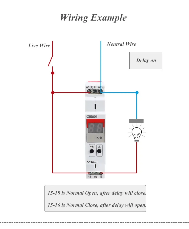 Relè Timer multifunzione con Display digitale GEYA GRT8-X con 20 funzioni AC230V o AC/DC12V-240V 0.1S-99 giorni di ritardo