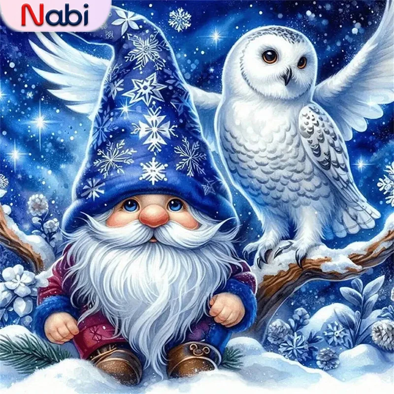 

Nabi DIY Diamond Painting Dwarf Portrait Picture Acrylic Embroidery Winter Bird Diamond Mosaic Owl Animal Handicraft