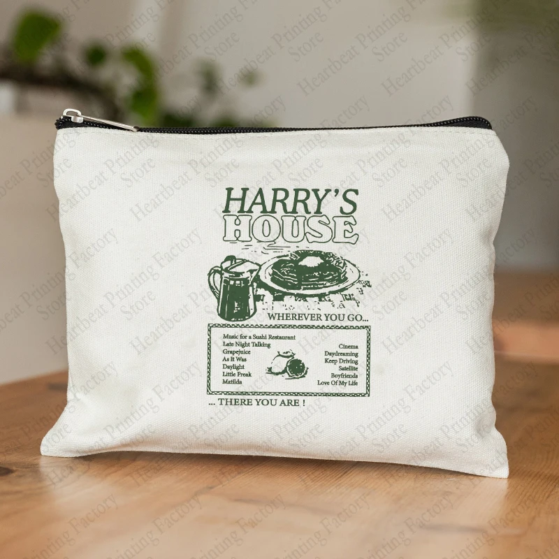 Harry's House Pattern Cosmetic Bag Casual Portable Travel Pouch Bag HS Merch Toiletry Bag