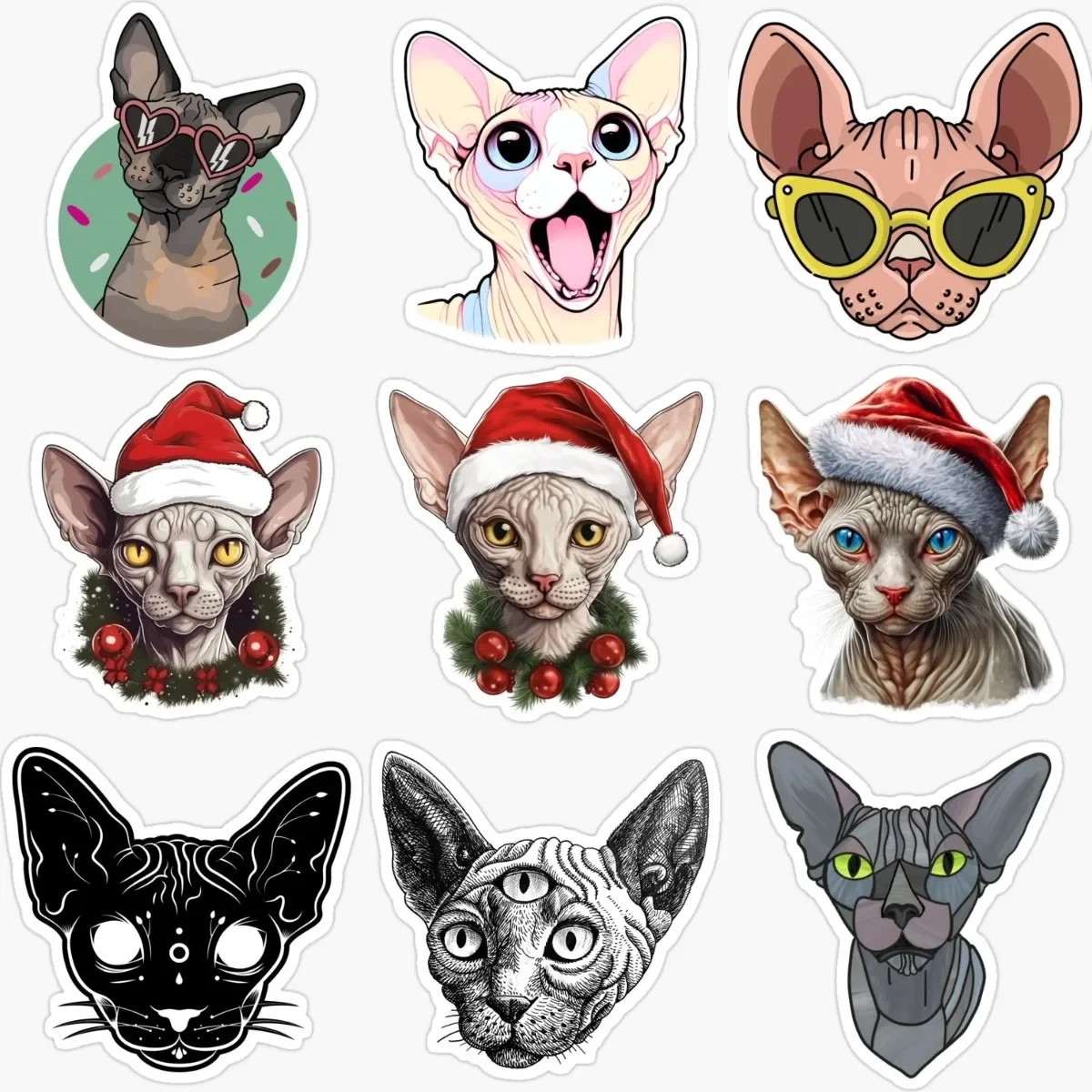 

Creative Canadian Hairless Cat Sphynx Cat Pets PVC Stickers for Decorate Car Van Helmet Fridge Wall Window Decal Accessories