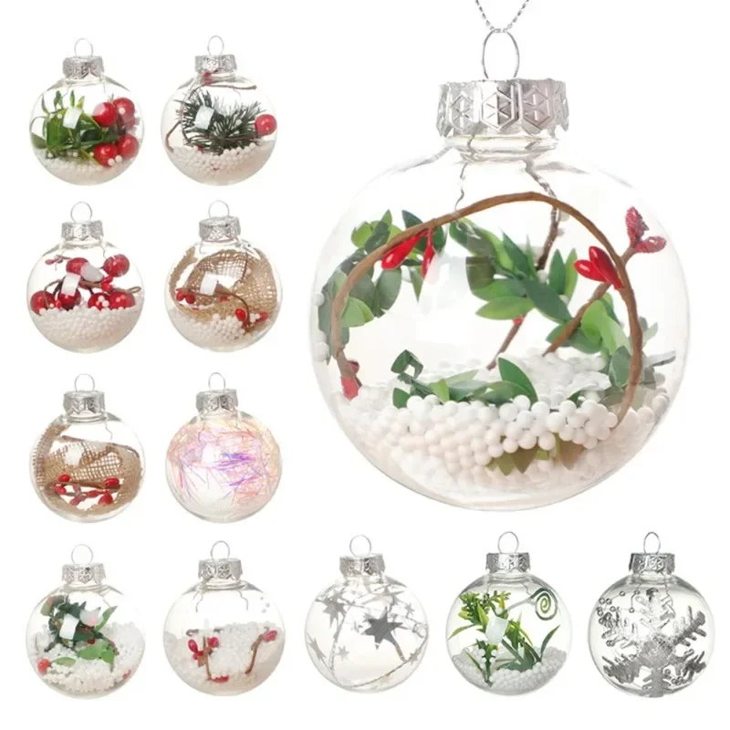 Transparent Hollow Plastic Christmas Ball Creative DIY Decorative Balls Room Decor Christmas Party Decorations for Home