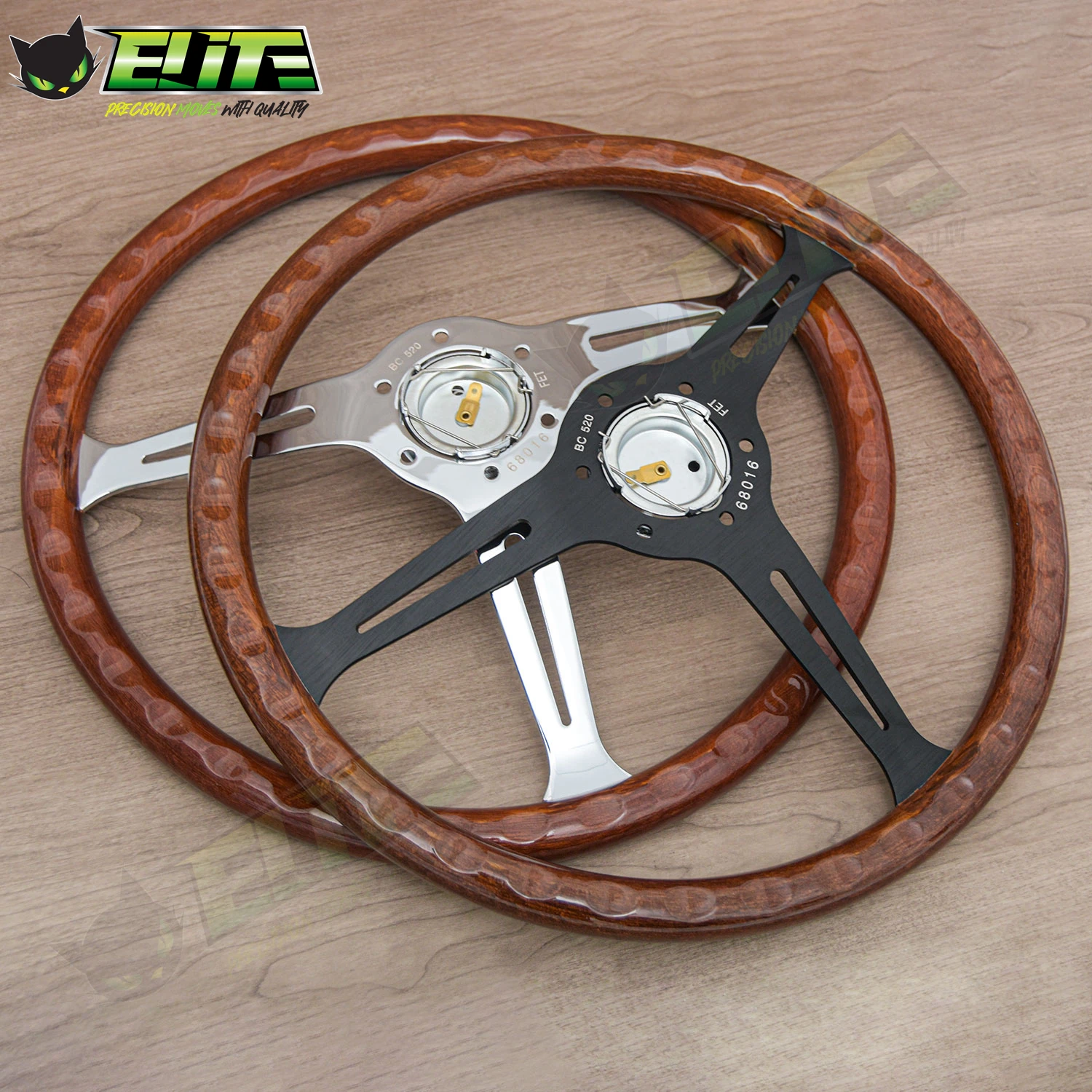 15Inch Classi Nardi Wood Style Steering Wheel Vintage Racing Sports Steering Wheel Chrome Spoke