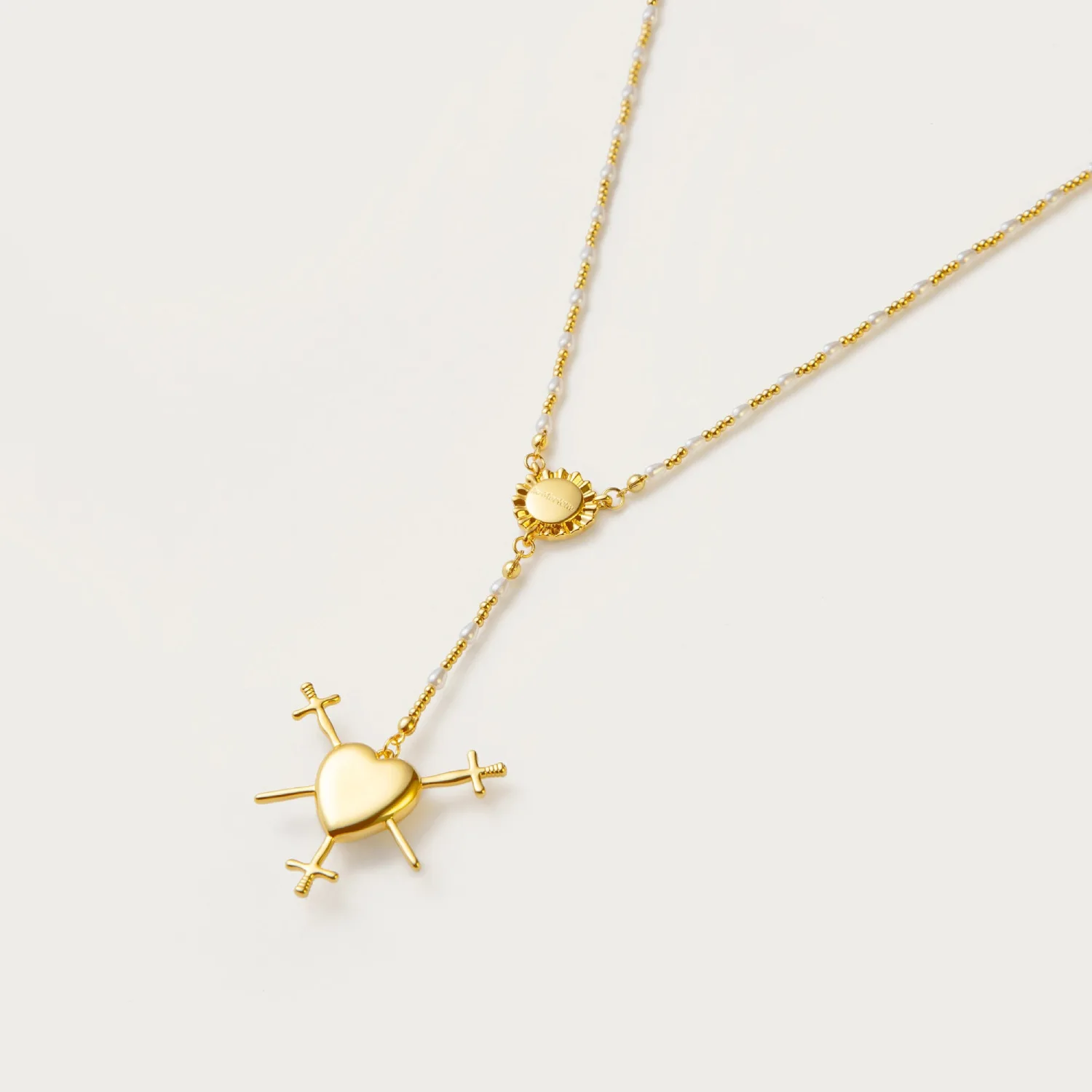 Gold Plated Copper Heart Cross Pendant Necklace Women\'s Faith Clavicle Chain Christianity Halloween Christmas Jewelry